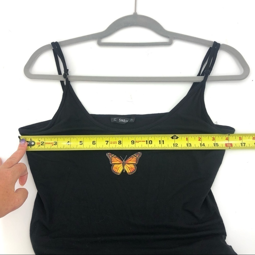 Y2K Butterfly Mini Dress 90’s Style Stretch Bodycon Slip Dress Black Size Large - Picture 7 of 9